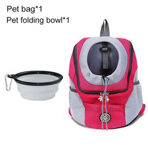 Pet Travel Carrier Bag  WideNet Global Marketplace Rose Red with Bowl M for 5-10kg 