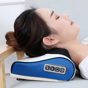 Electric Shiatsu Massage Pillow  WideNet Global Marketplace Four Button Blue US Plug 